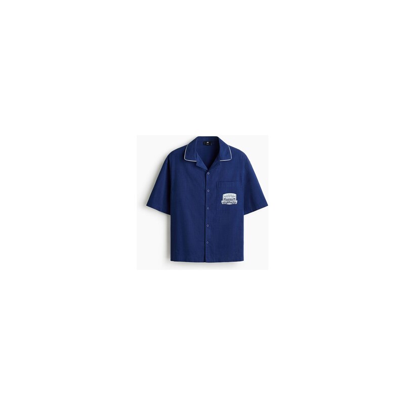 H&M - Košile Relaxed Fits potiskem - Námořnická Modř/Richmond