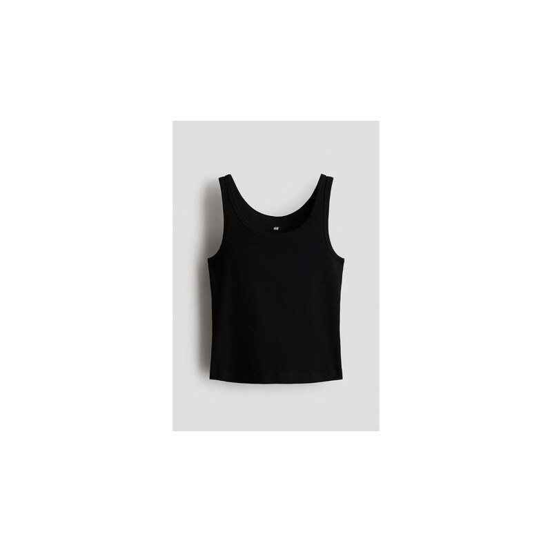 H&M - Tílko z žebrované bavlny - Černá