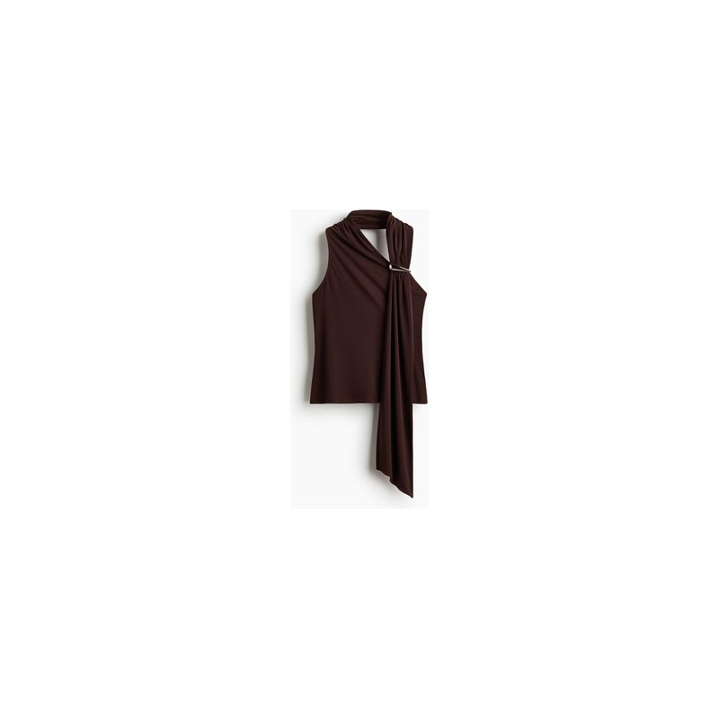 H&M - Top halternecks kovovými detaily - Tmavě Hnědá/Stříbrná