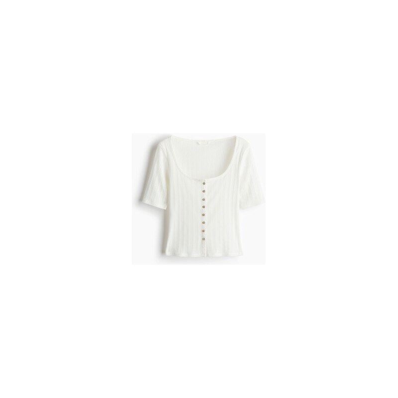 H&M - Top z ažurového úpletu - Bílá