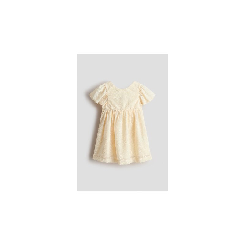 H&M - Vyšívané šaty - Světle Žlutá
