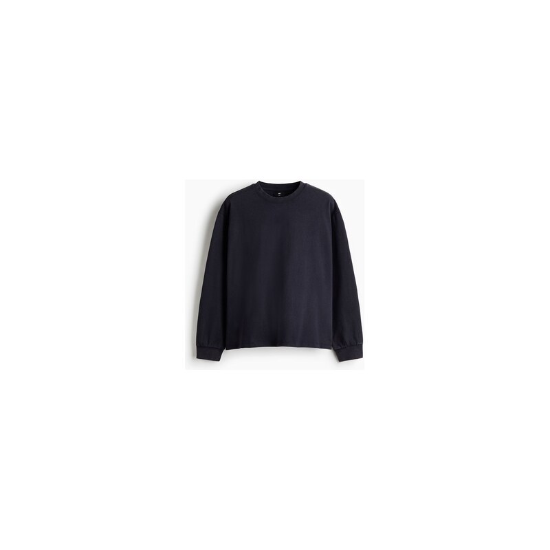 H&M - Tops potiskem a dlouhým rukávem Loose Fit - Tmavomodrá