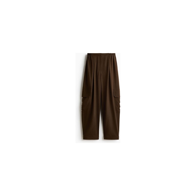 H&M - Kalhoty cargo ze směsi lyocellu - Tmavě Hnědá