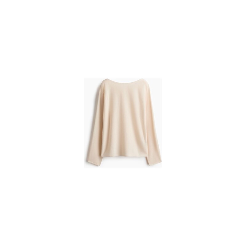 H&M - Svetrs lodičkovým výstřihem - Světle Béžová