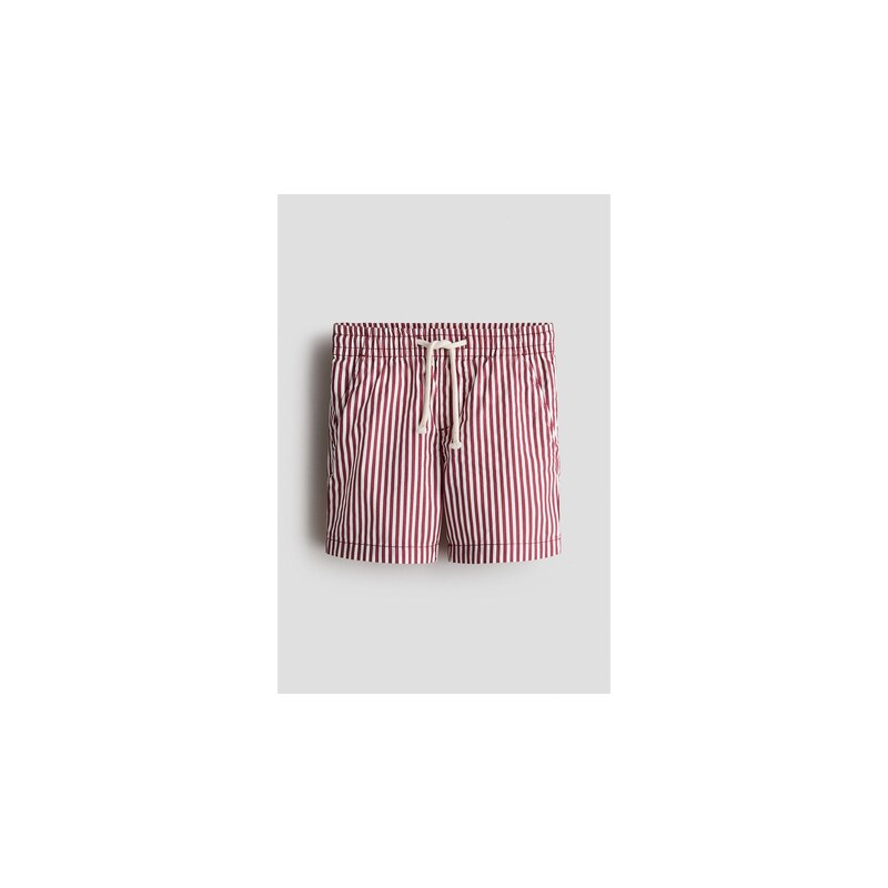 H&M - Bavlněné šortky - Tmavě Červená/Proužky