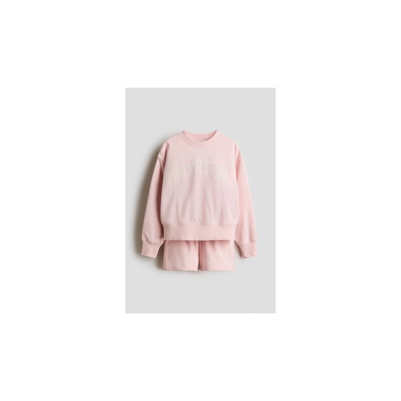 H&M - Dvoudílná tepláková souprava - Světle Růžová/Hamptons