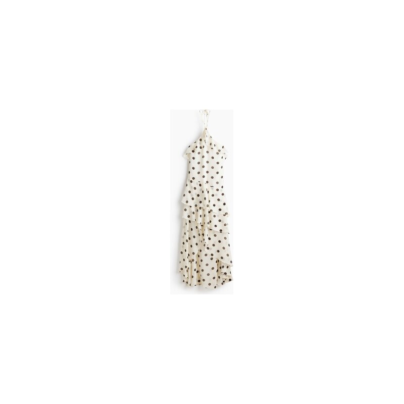 H&M - Šaty halternecks volánky - Bílá/Puntíky
