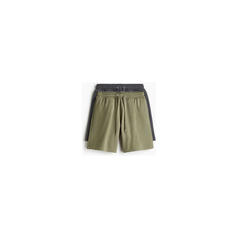 H&M - Šortky Regular Fit 2 kusy - Khaki Zelená