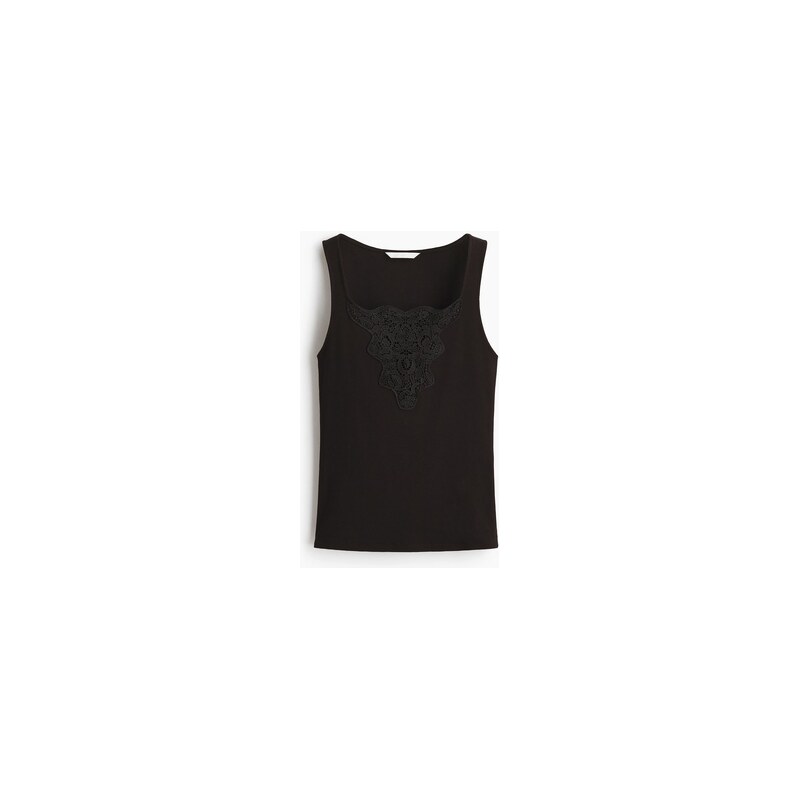 H&M - Tops krajkovým detailem - Černá