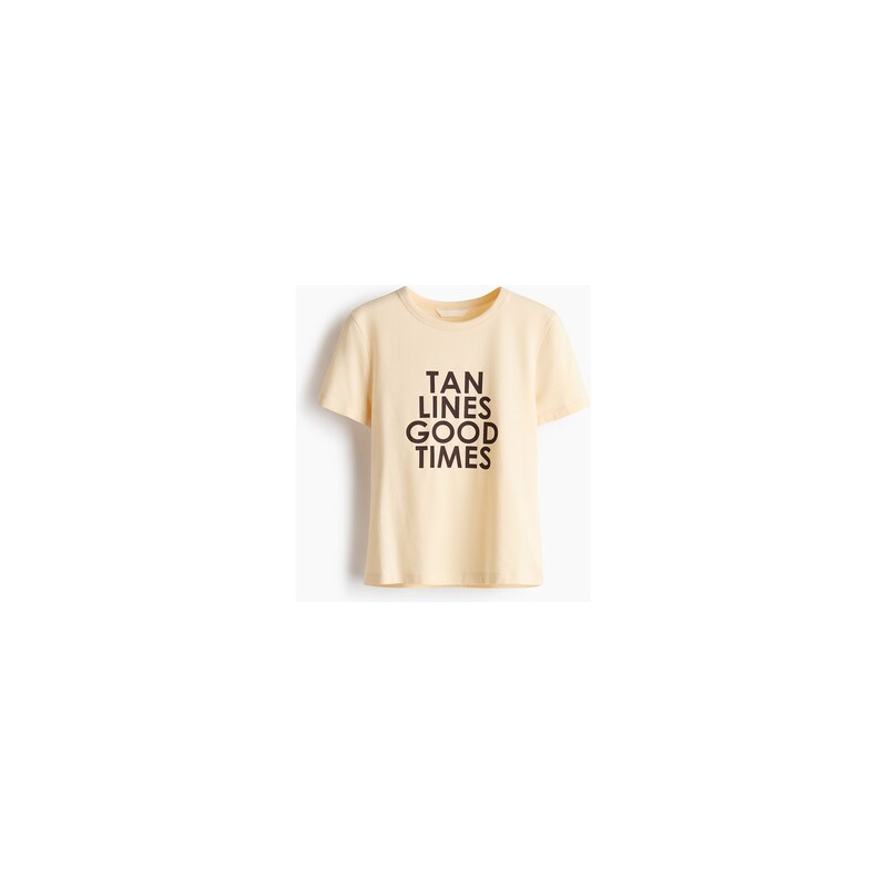 H&M - Tričko z viskózové směsis potiskem - Máslově Žlutá/Tan