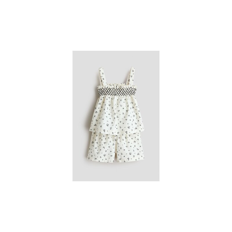 H&M - Dvoudílná souprava z lněné směsi - Krémová/Květiny