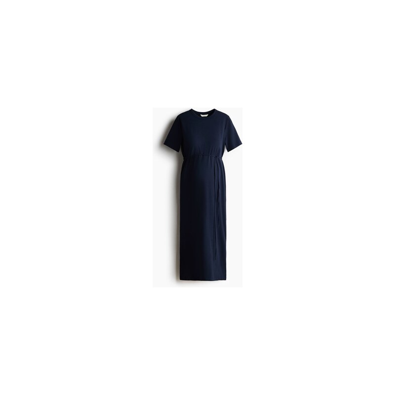 H&M - MAMA Tričkové šatys vázačkami - Námořnická Modř