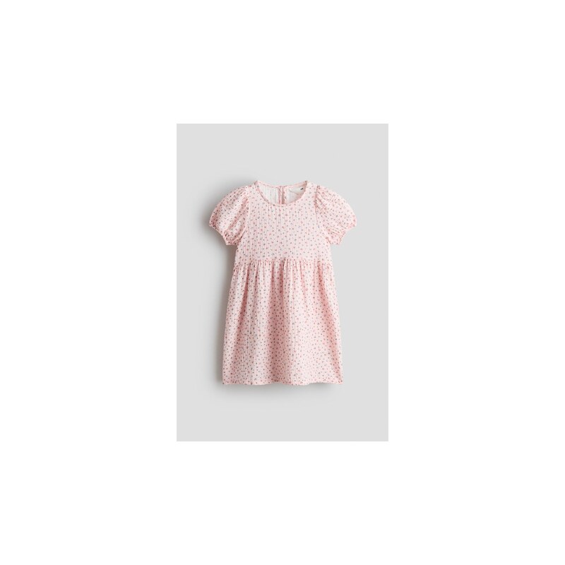 H&M - Šaty z bavlněného mušelínu - Světle Růžová/Květy