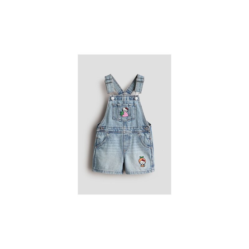 H&M - Džínové laclové šortkys aplikacemi - Světlý Denim Blue