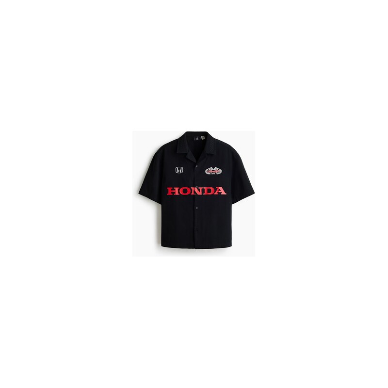 H&M - Bavlněná košile Relaxed Fit - Černá/Honda