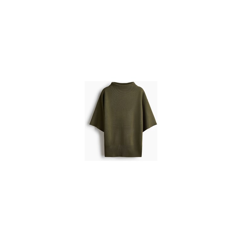H&M - Pletený tops vysokým límcem - Tmavě Zelená