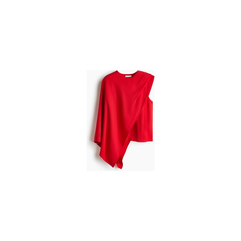 H&M - Asymetrická halenkas pelerínkou - Jasně Červená