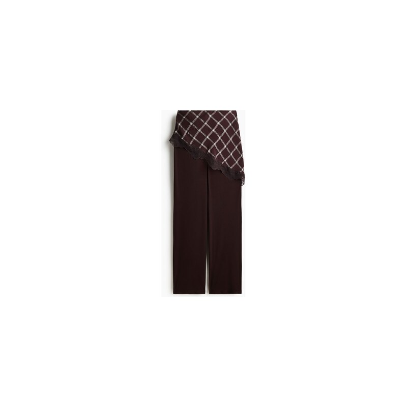 H&M - Kalhotys vrchní sukní - Tmavě Hnědá/Kostka