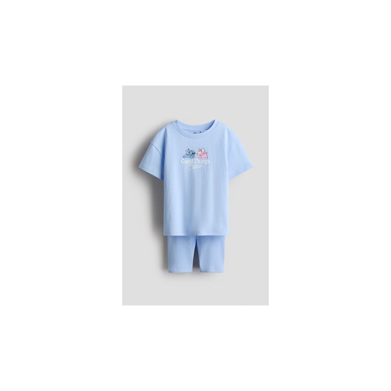 H&M - Dvoudílná bavlněná soupravas potiskem - Bleděmodrá/Lilo &