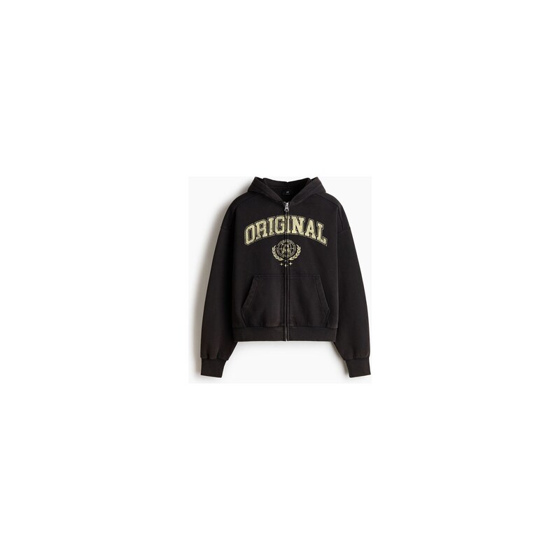 H&M - Bunda na zips potiskem Oversized Fit - Černá/Original