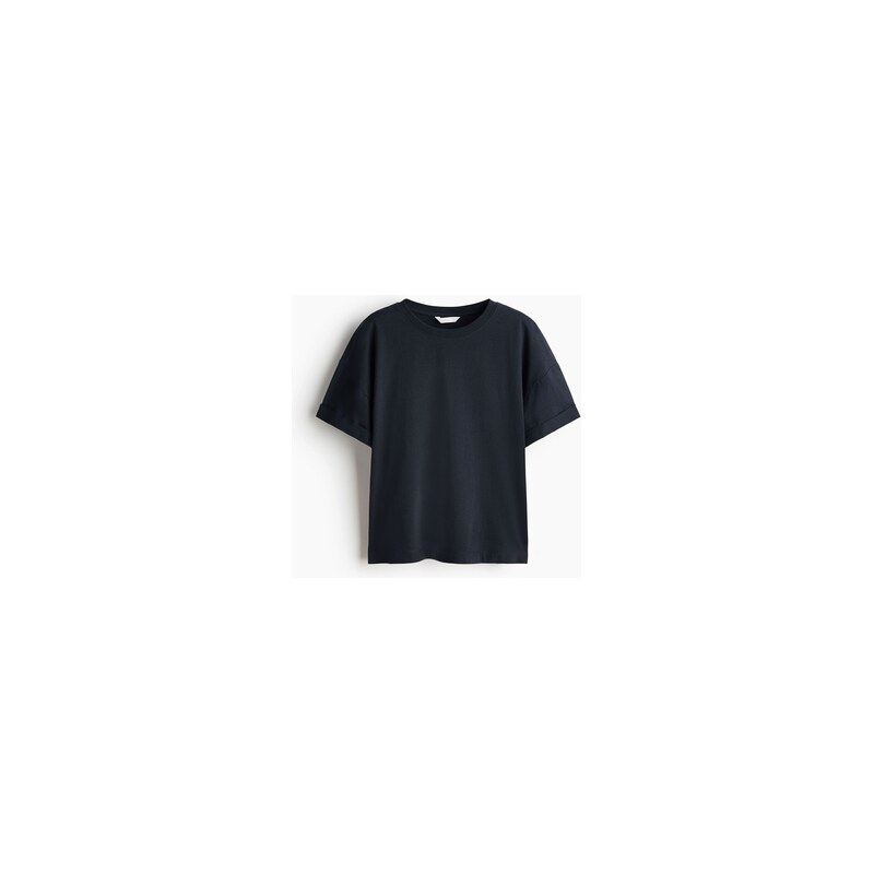 H&M - Bavlněné tričko Loose Fit - Sepraná Černá