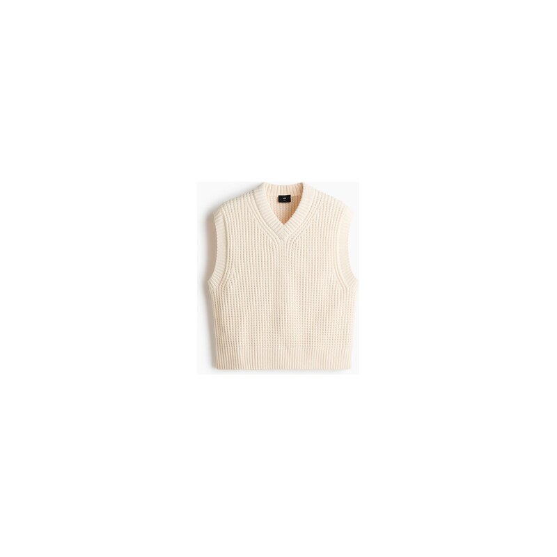 H&M - Pletená vesta Regular Fit - Bílá