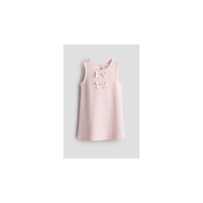 H&M - Šaty z tkaniny buklé s mašlemi - Světle Růžová