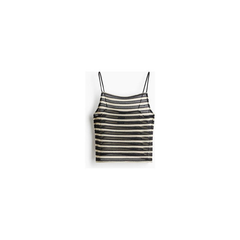 H&M - Plážový top na ramínka - Černá/Krémový Proužek