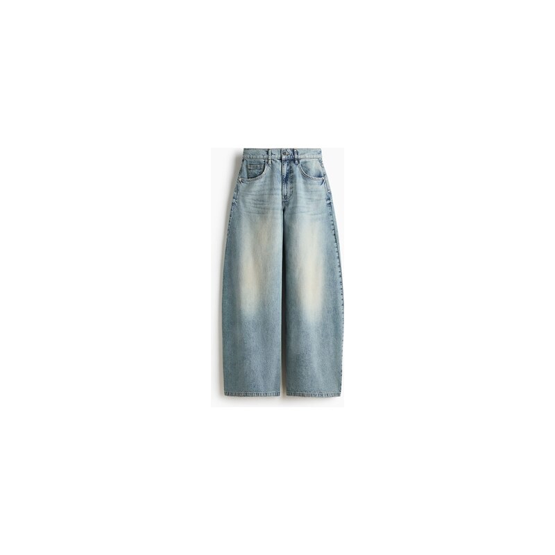 H&M - Barrel High Waist Jeans - Světlý Denim Blue