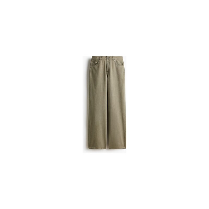 H&M - Rovné keprové kalhoty - Khaki Zelená