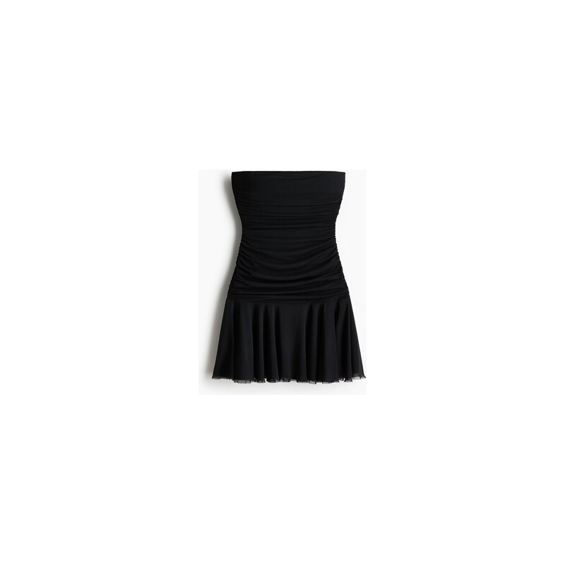 H&M - Řasené šaty bandeau - Černá