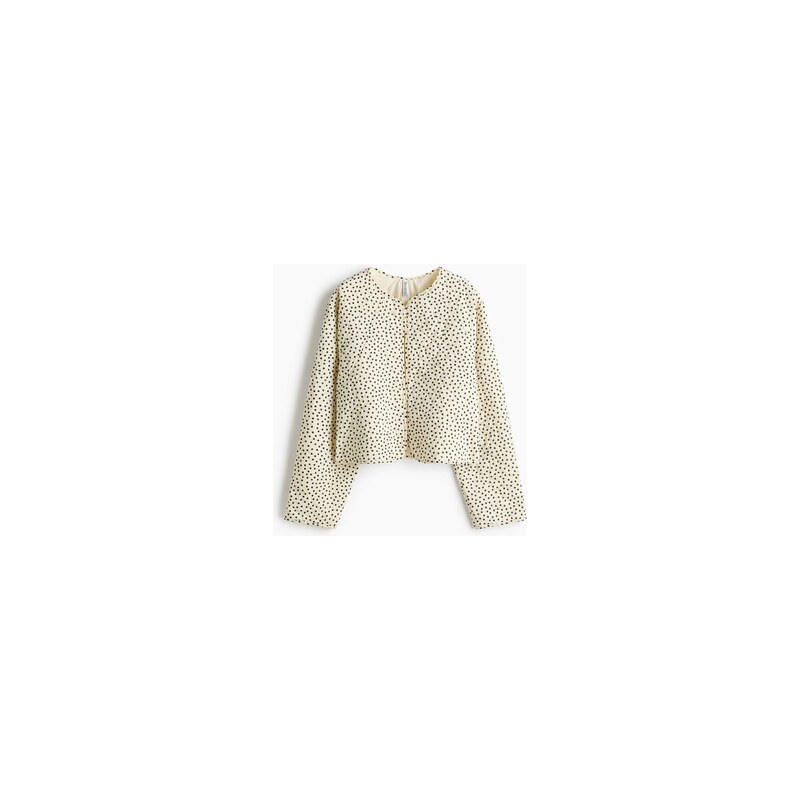 H&M - Oversized prošívaná bunda - Světle Žlutá/Puntíky