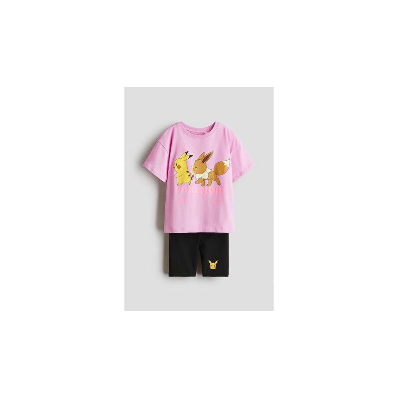 H&M - Dvoudílná bavlněná soupravas potiskem - Růžová/Pokémon