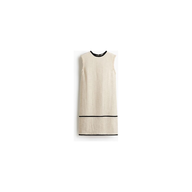 H&M - Šaty shift dress z lněné směsi - Světle Béžová/Černá