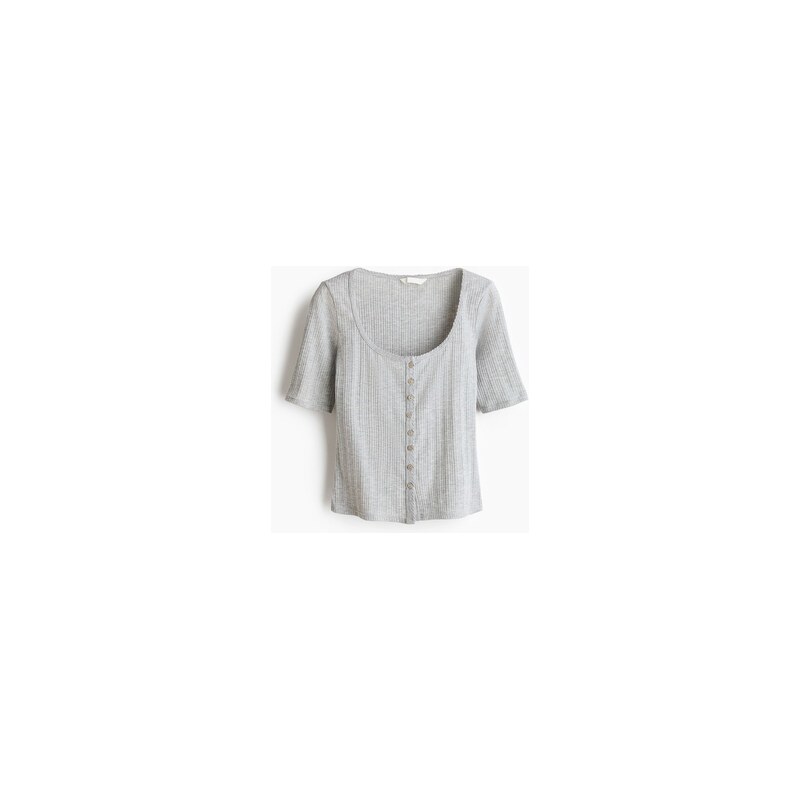H&M - Top z ažurového úpletu - Světle Šedý Melír