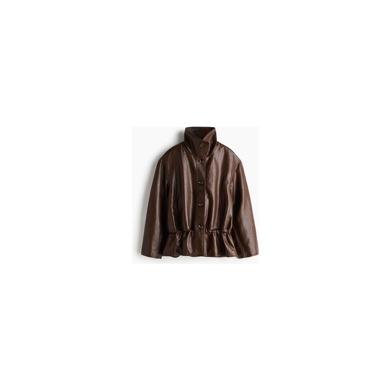 H&M - Oversized bunda peplum - Tmavě Hnědá