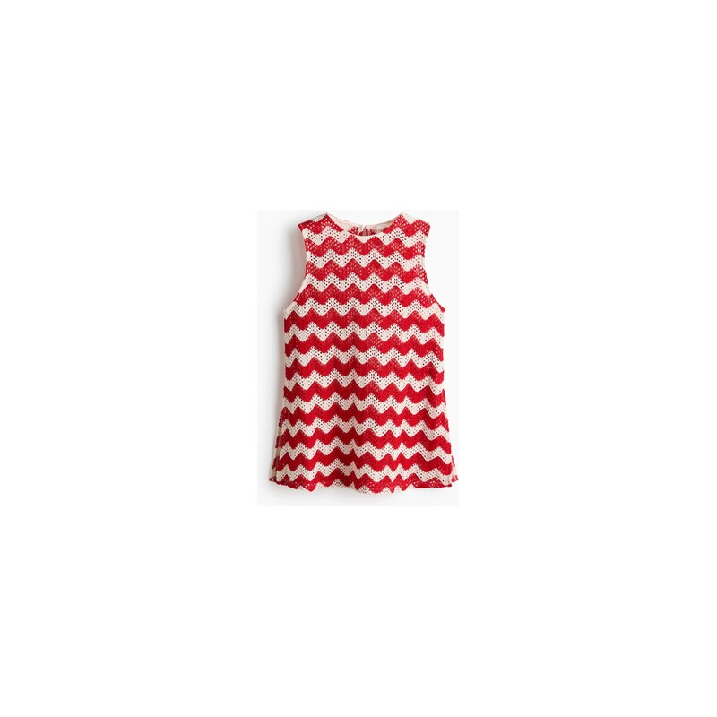 H&M - Top z žakárového žerzejes efektem háčkování - Bílá/Červené