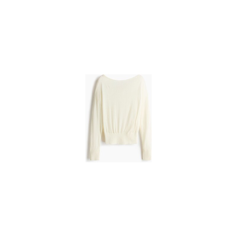 H&M - Top z jemného úpletu odhalující rameno - Krémová