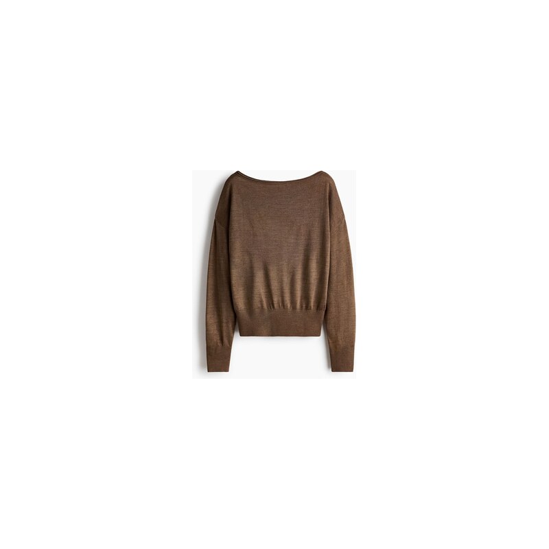 H&M - Top z jemného úpletu odhalující rameno - Hnědá