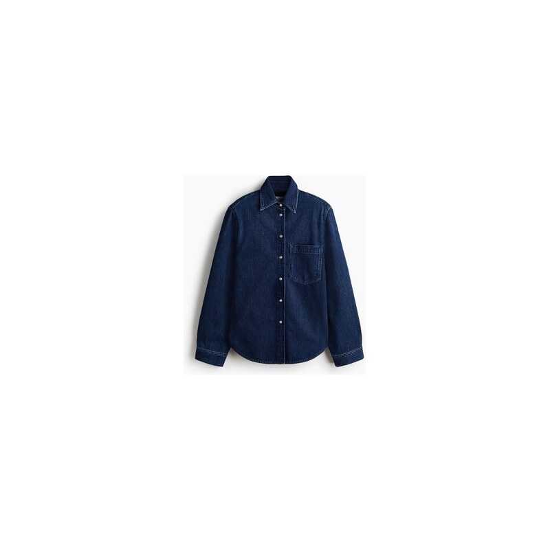 H&M - Džínová košiles ramenními vycpávkami - Denim Blue