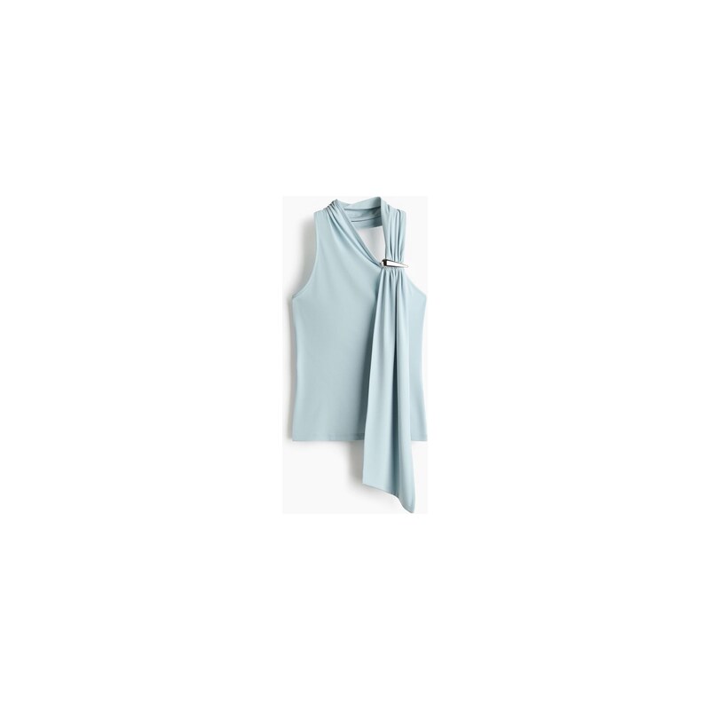 H&M - Top halternecks kovovými detaily - Tlumená Bleděmodrá
