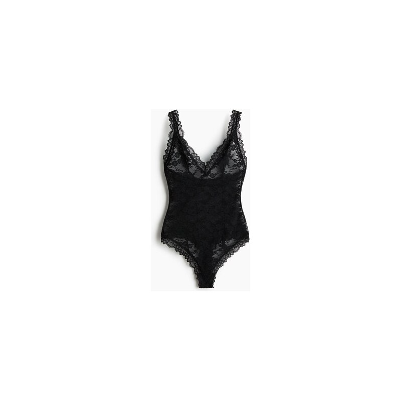 H&M - Krajkové body thong - Černá