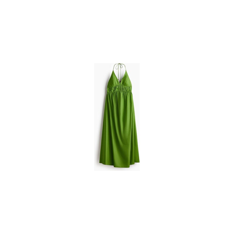 H&M - Popelínové šaty haterneck - Zelená