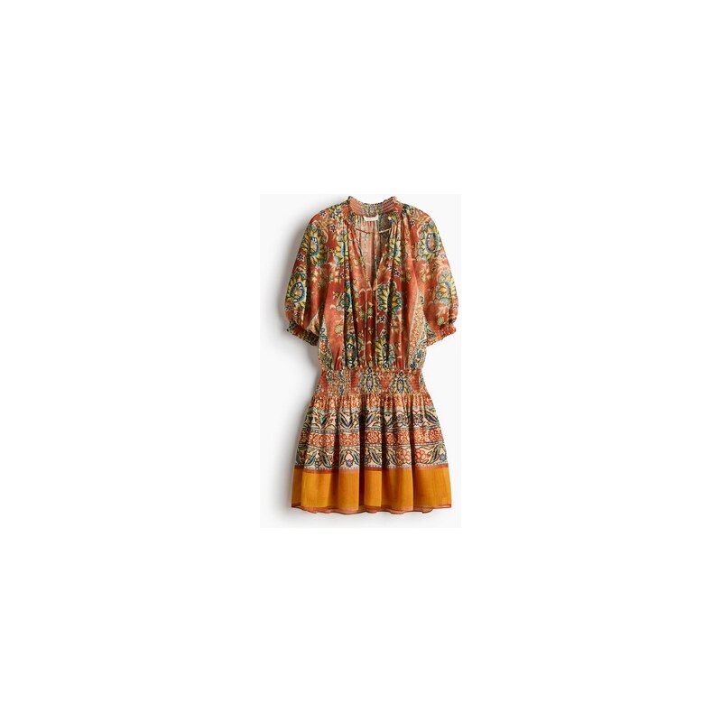 H&M - Oversized tunikové šaty - Sežehnutá Oranžová/Vzorek
