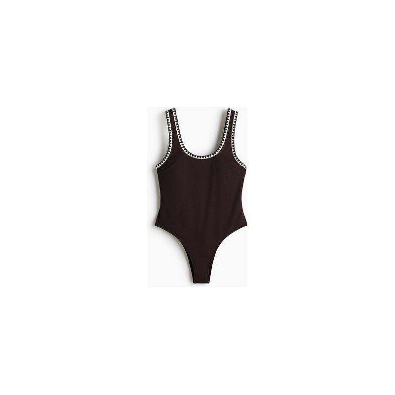 H&M - Plavky High-legs vyztuženými košíčky - Tmavě Hnědá