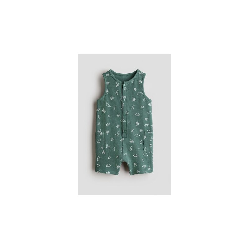 H&M - Overal z bavlněného froté - Zelená/Vzor