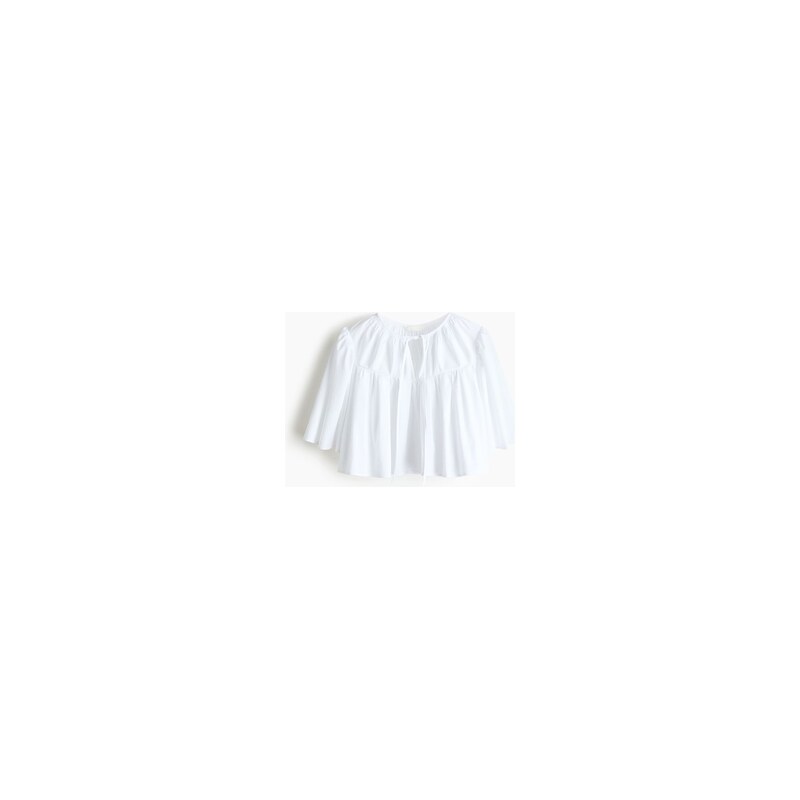H&M - Bavlněná halenka cropped - Bílá
