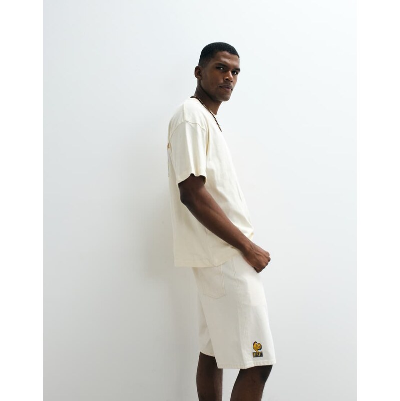Levis France 478 baggy denim shorts in white wash