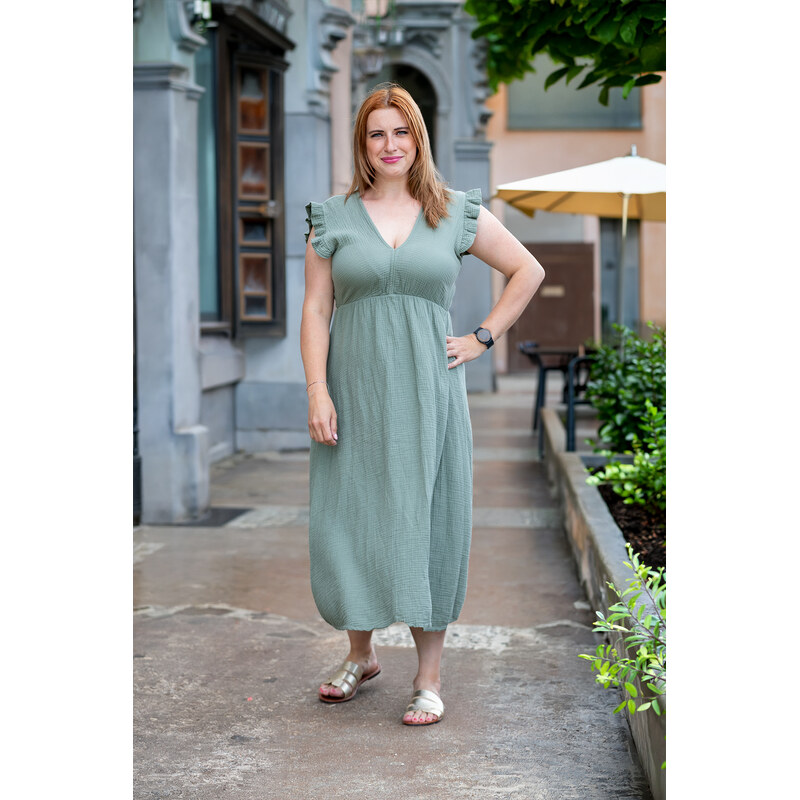 Italy fashion Mušelínové šaty ELLIE Barva: Khaki, Velikost: UNI: