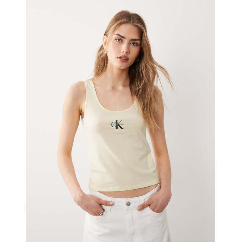 Calvin Klein Monologo tank top in butter yellow